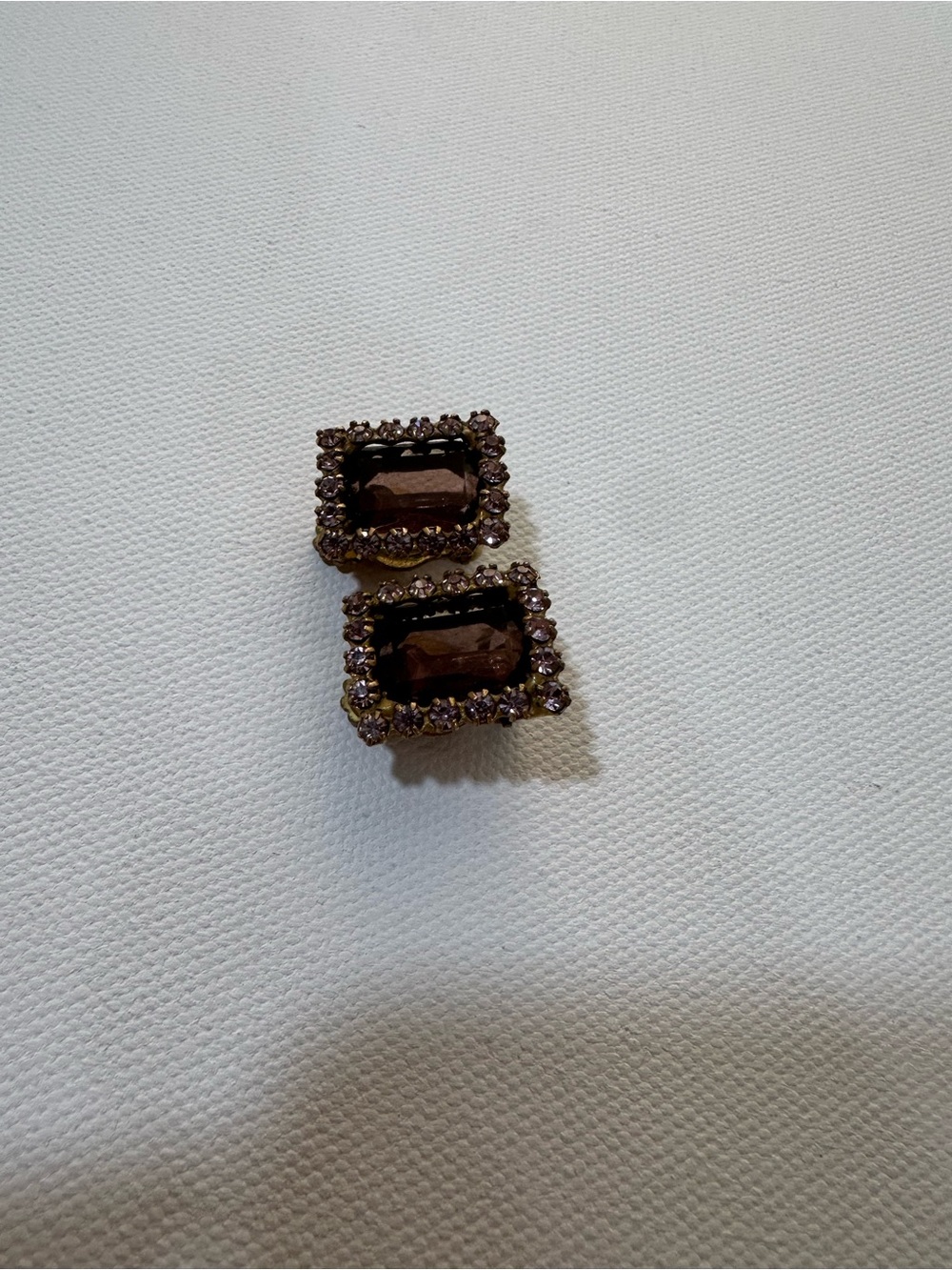 Vintage Original by Robert Amethyst Glass Emerald Cut Rhinestone Clip Earrings - Picture 12 of 12